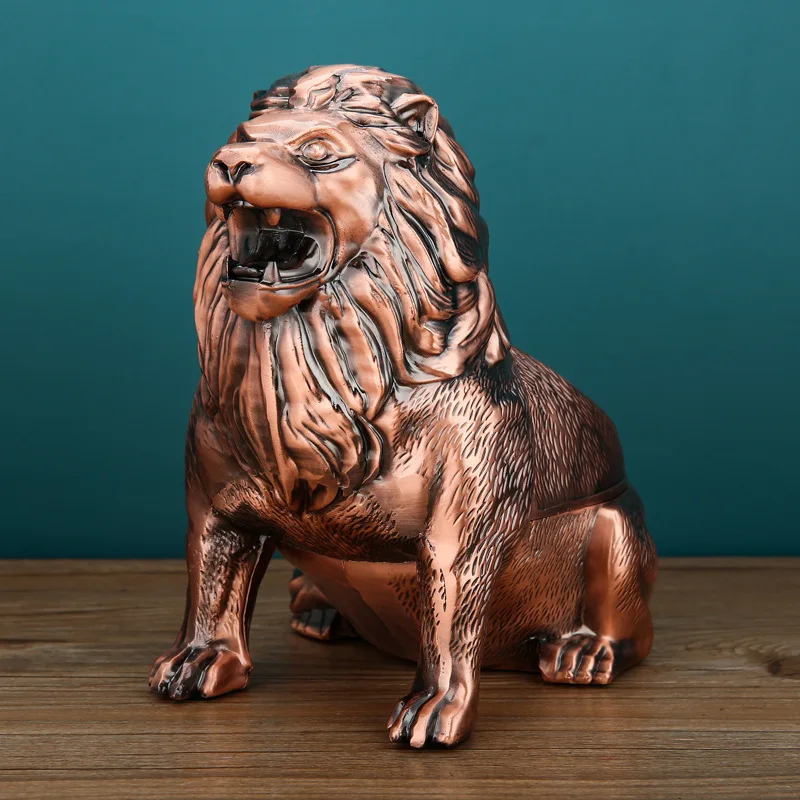 Lion ashtray household living room light luxury Internet celebrity animal ashtray office dining table anti-fly ash with cover or