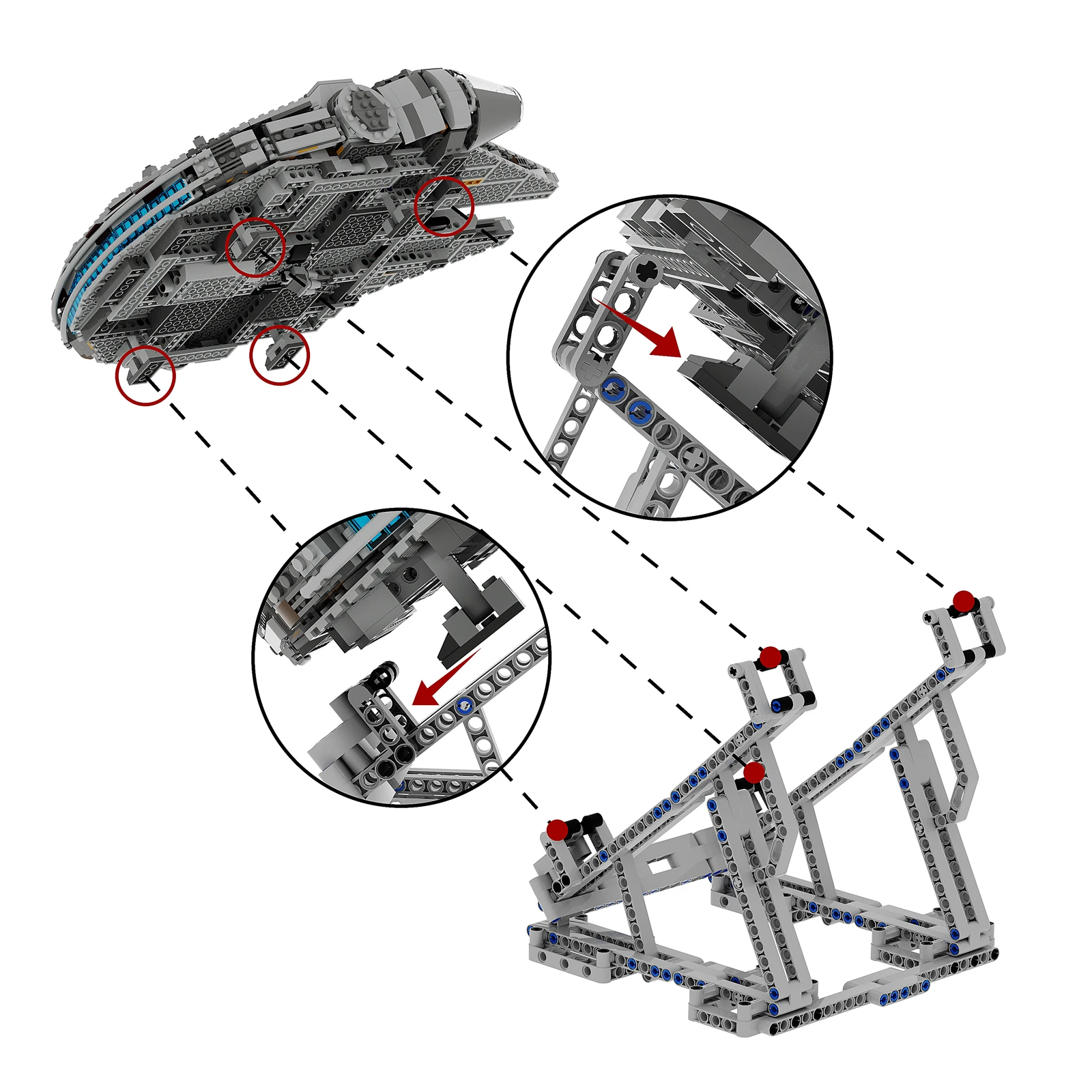 Build moc Millennium steht 75257 75105 Bausteine setzen flexible Clips Raumschiff vertikale Halterung Ziegel Spielzeug Kinder Geschenke