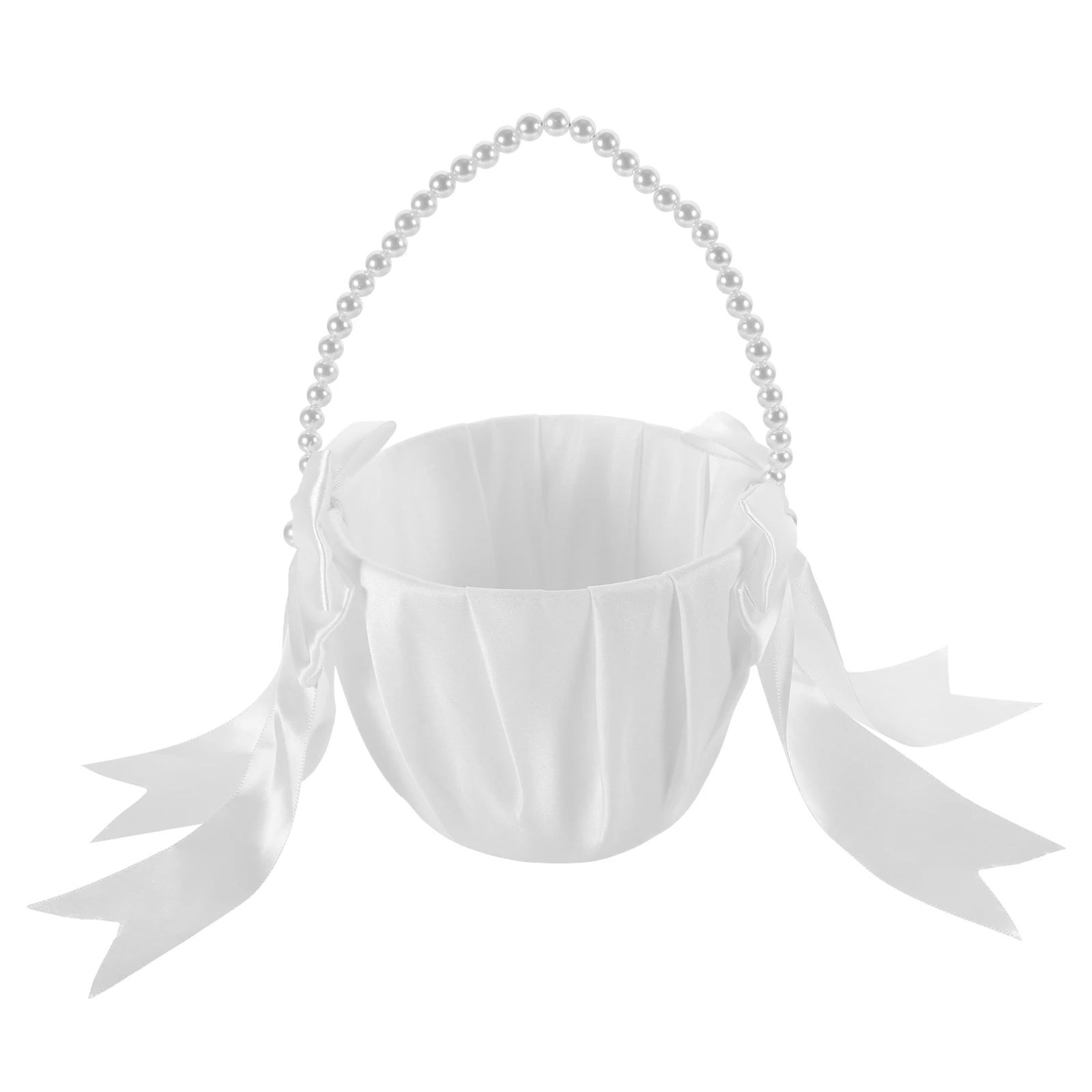 

Pearl H Flower Girl Basket Elegant Wedding Party Decoration Foldable Storage Basket for Girls Accessories flower children
