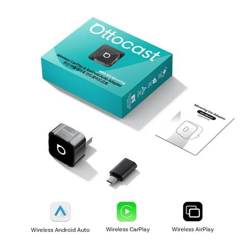 OTTOCAST Mini Air 3-в-1 беспроводной адаптер CarPlay Android Auto, дублирование экрана AirPlay, Plug and Play, для Audi, VW, Kia