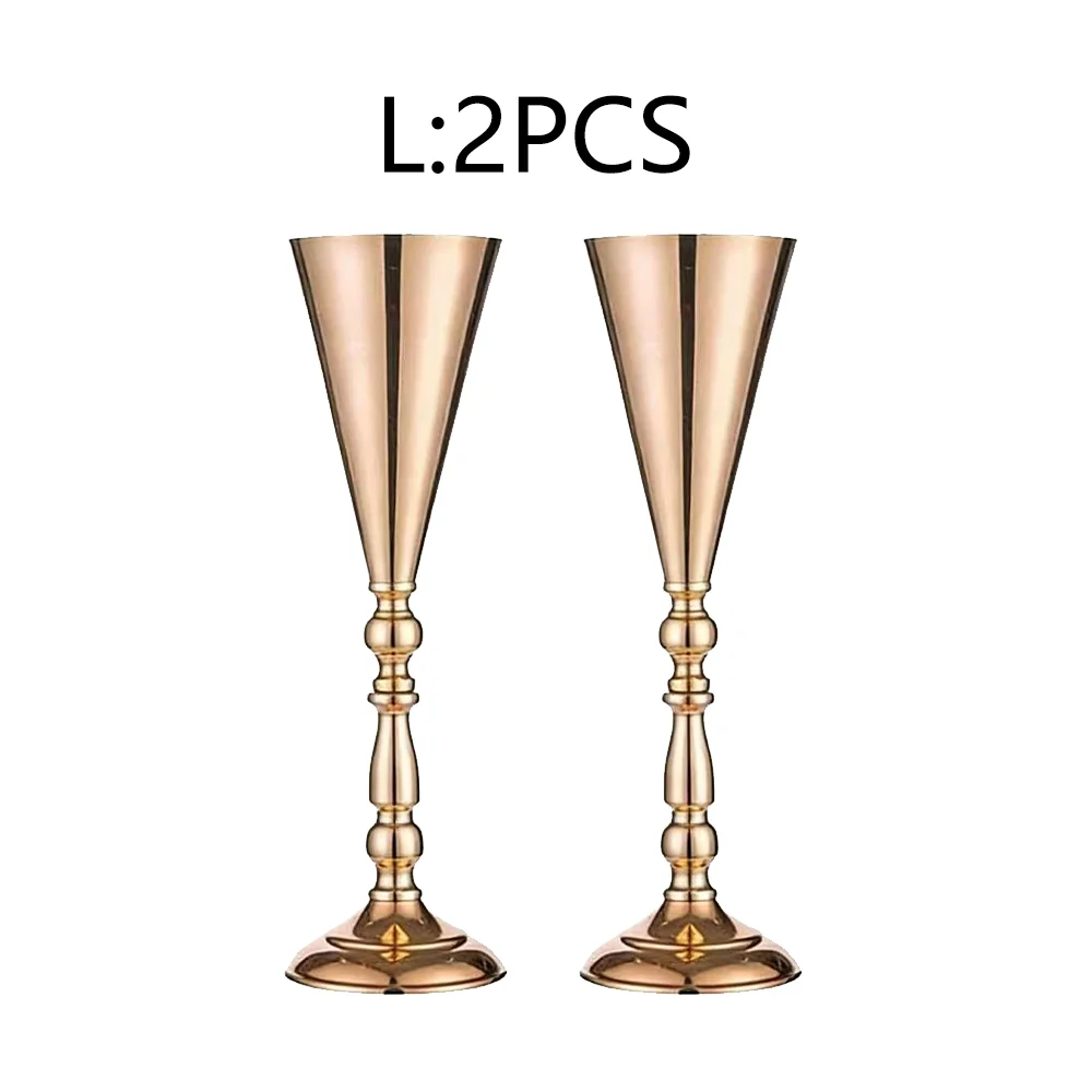 Gold Metal Trumpet Vase Stand Holder Cone Flower Holder for Wedding Table Centerpiece, Party & Home Decor 3 Sizes Choose image 3