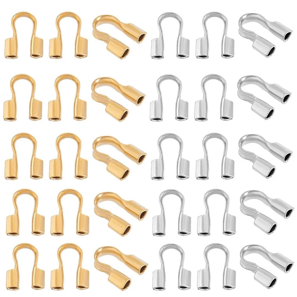 

100 шт., защита проволоки из нержавеющей стали 304, 2 цвета, U-образная защита кабеля, защита проволоки, петли, защита нити для сережек, браслета