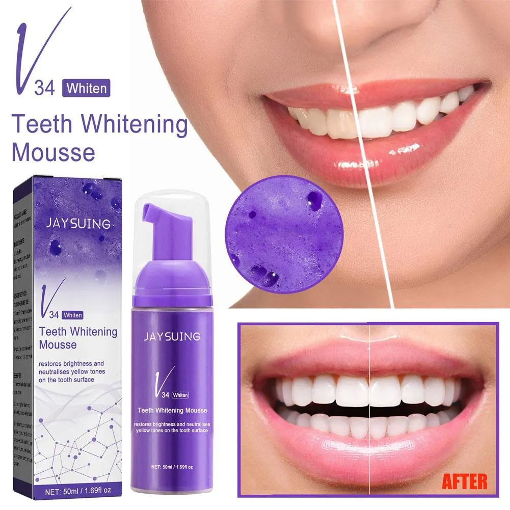 Dentifrice blanchissant violet pour les dents, produits de soins dentaires frais, nettoyage buccal, odeur de bouche, tartre jaune remodelé, V34