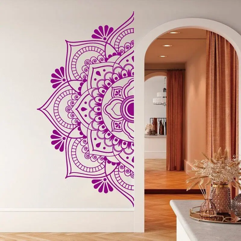 Mandala Dress Up Boho Style Naklejka ścienna Etniczna sztuka Indyjski buddyzm Klub jogi Dom Sypialnia Dekoracja drzwi Winylowa naklejka Prezent M2 — zdjęcie 4