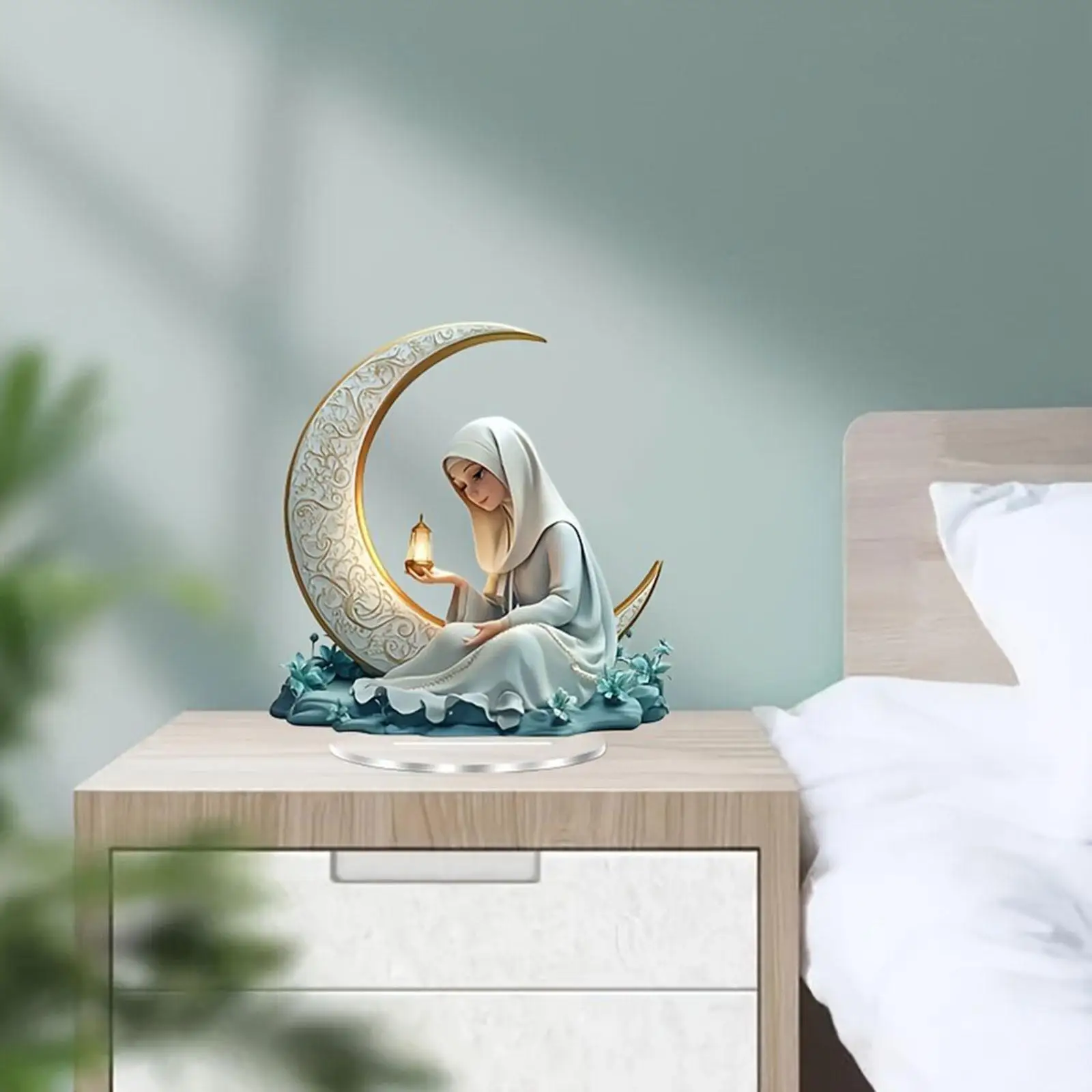 

Moon Nun Acrylic Sign Collectible Artwork Waterproof with Base Decorative Plaque for Living Room Cabinet Cafe Office Home Decor