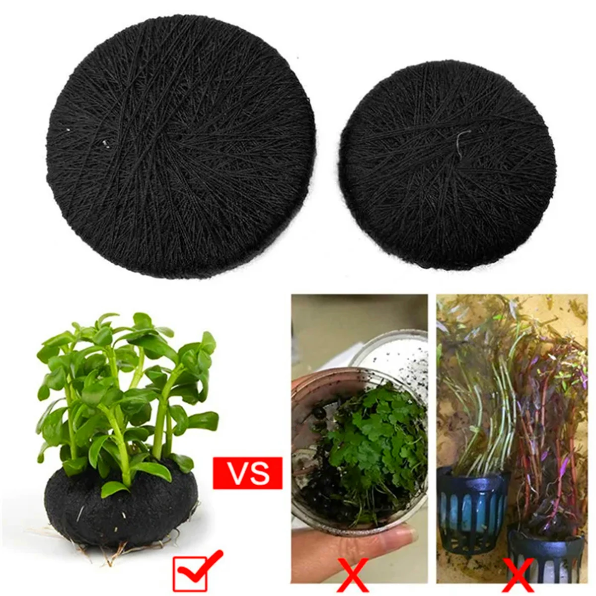 3Pcs Black Fish Tank Water Grass Planting Cultivation Substrate Protecting Aquatic Plant Root Aquarium Decorative Ornament 5/7cm