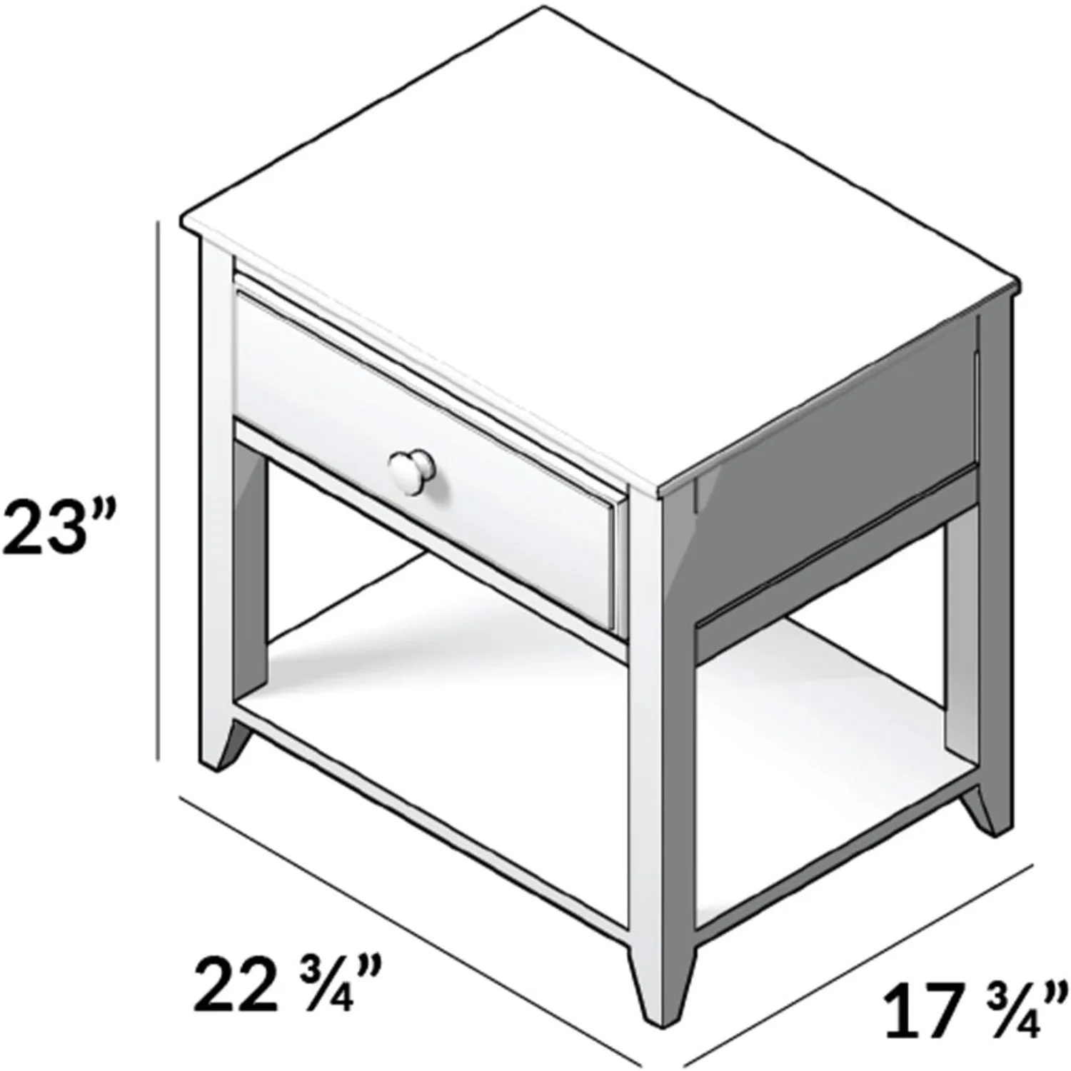 Max & Lily Nightstand with Drawer and Shelf, Grey