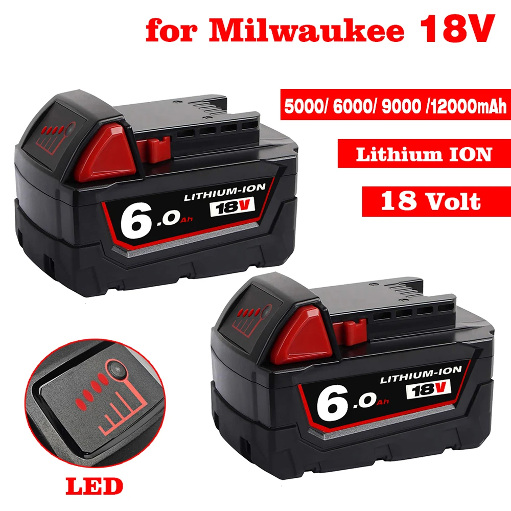 

Original 18V 6.0Ah Replacement Lithium Ion Battery For Milwaukee M18 Power Tool Batteries 48-11-1815 48-11-1850 48-11-1860 Z50