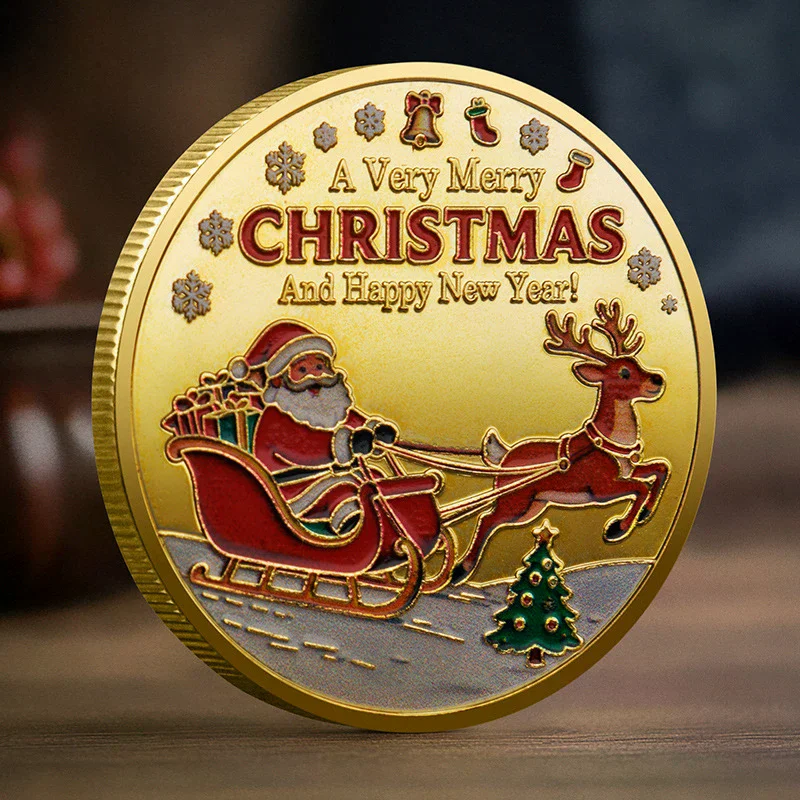 Christmas Santa Claus Collection Commemorative Medal Souvenir Coin Home Decoration Gift