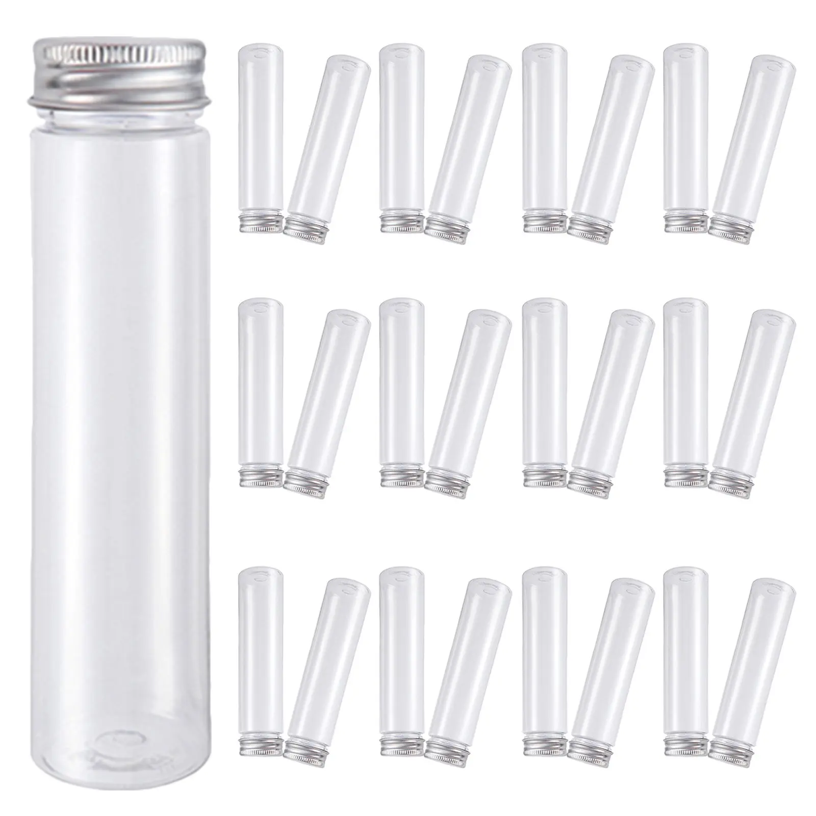 36Pcs Transparent Plastic Test Tubes Flat Bottom Screw Caps Storage Tubes for Candy Bath Salt Beads Samples Bath Salt Tube