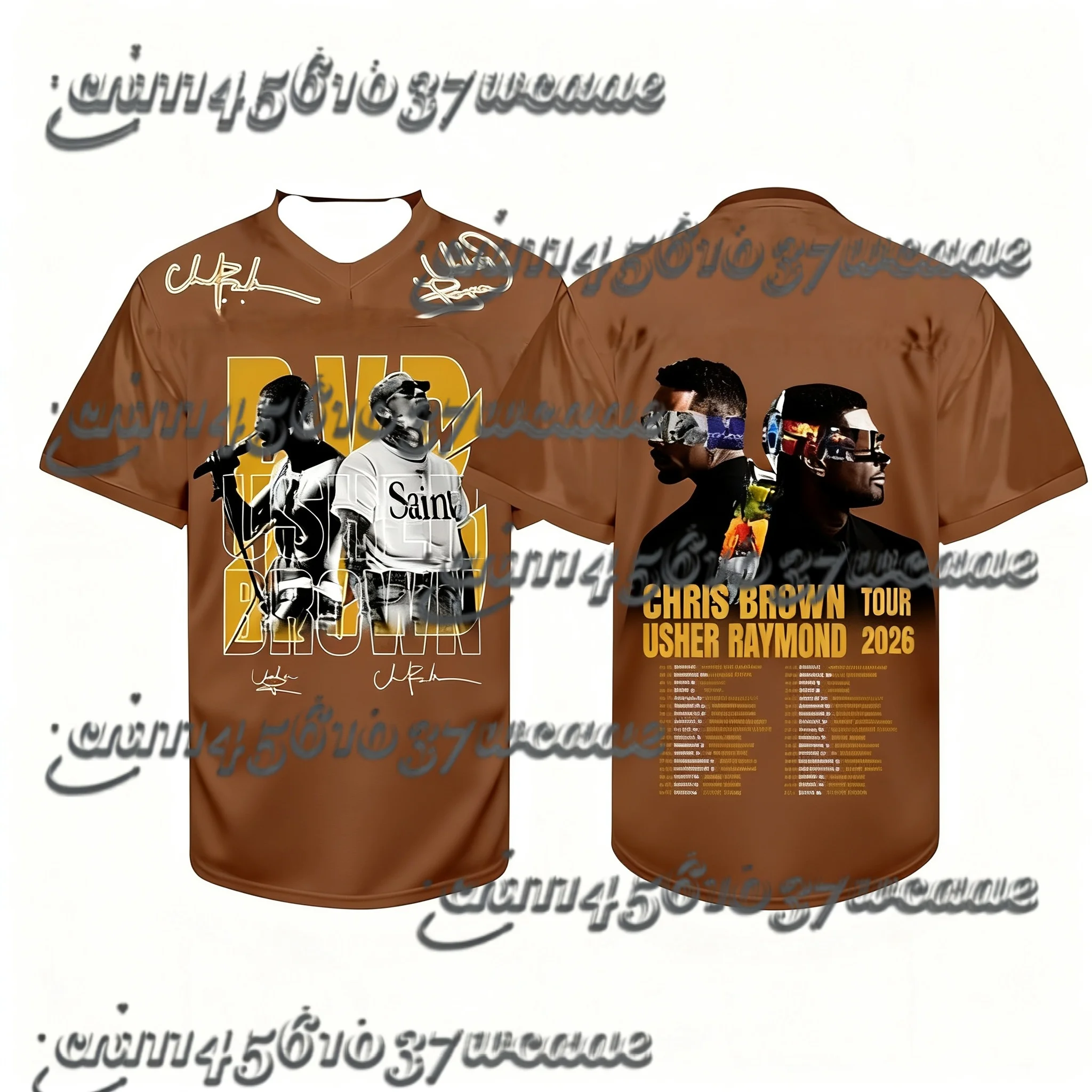 Nueva Camiseta de Malla Oversize de Verano con Temática de la Gira R&B de KPOP, Estilo Igual al de Chris Brown y Usher, Regalo para Fans, Combinación Familiar