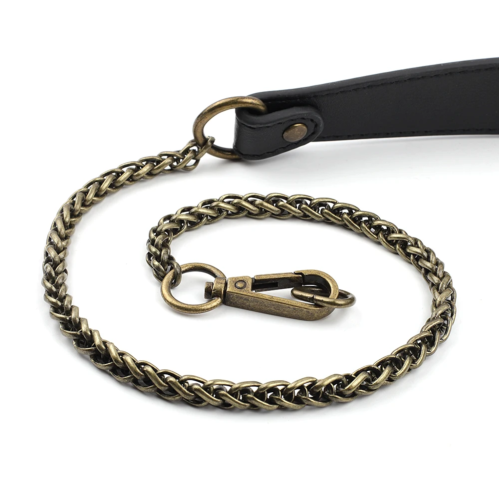 Fashion PU Leather With Bronze Metal Chain 116CM Replacement Shoulder Strap Crossbody Bag Handle Bag Replacement Accessories