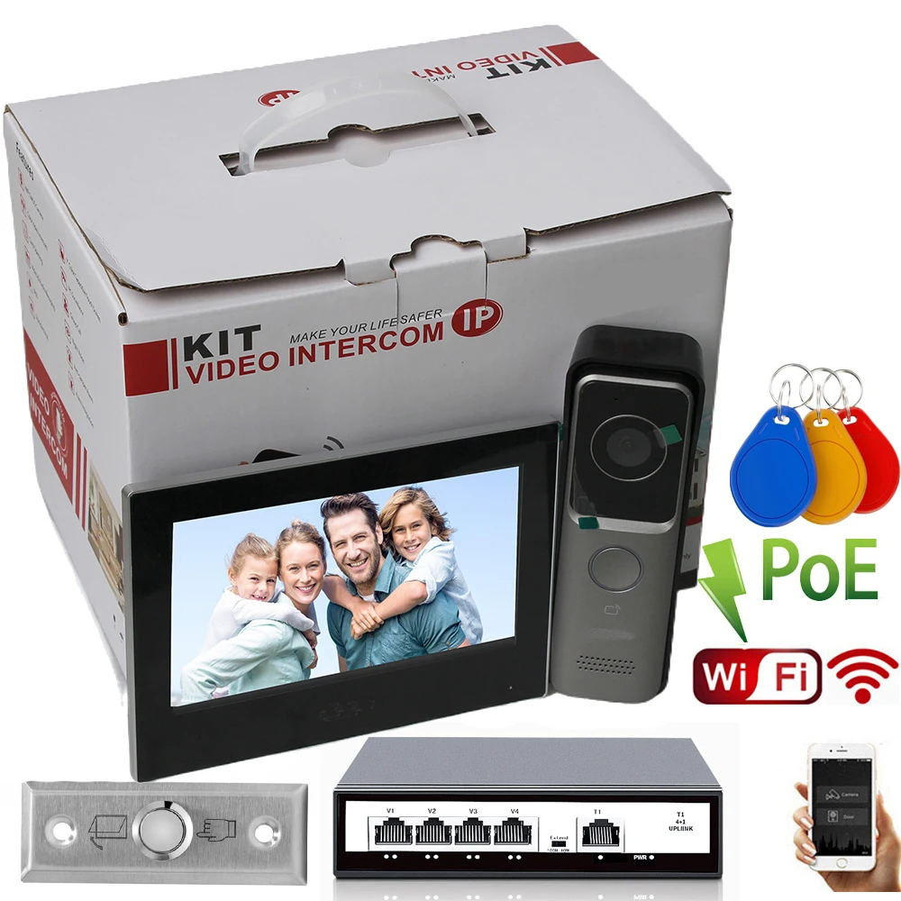 Kit de intercomunicadores de vídeo DHI-KTW02 PoE, VTO2311R-WP, WiFi, estación de Puerta de Villa, Monitor interior IP para seguridad del hogar