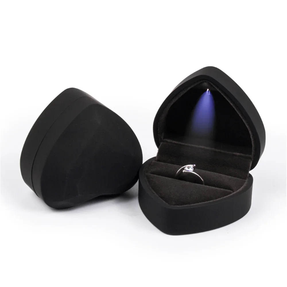 Ringbox mit LED-Licht, Vorschlag, Verlobung, Halskette, Boxen, Schmuck, Geschenk, Rotwein, Ringetui für Hochzeit, Valentinstag, Jahrestag