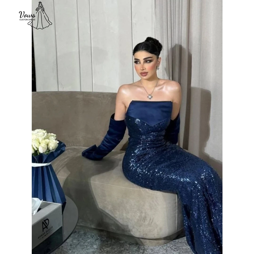 ชุดราตรีออกงานหรูหราประดับเลื่อมแบบสั่งตัดพิเศษสำหรับผู้หญิง แขนเสื้อแบบเปิดไหล่ เหมาะสำหรับงานเลี้ยง งานพรอม