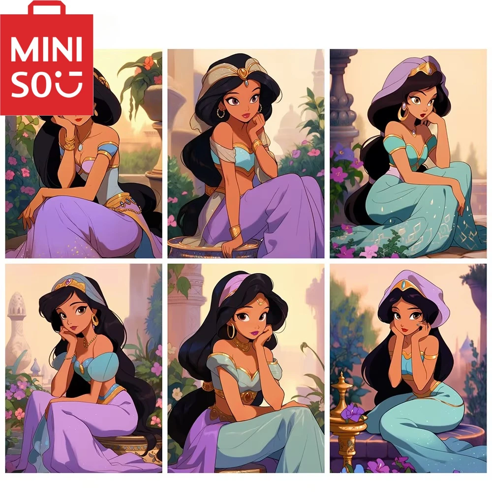 MINISO pintura al óleo por número Disney Jasmine Aladino decoración del hogar pintura pared dormitorio decoración de la habitación marco de regalo