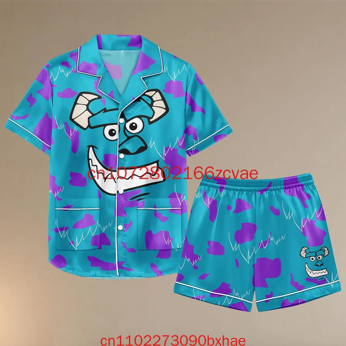 2026년 신제품 디즈니 캐릭터 반팔 파자마 세트 디즈니 몬스터즈 라운지웨어 매직 킹덤 슬립웨어