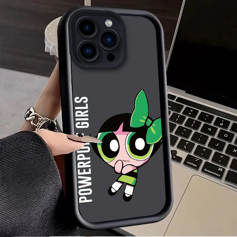 The P-Powerpuff Girls Case for iPhone 15 14 13 12 11 Pro Max XS X XR 8 7 6S 6 Plus SE 2020 Liquid Silicone Soft Back Cover Funda