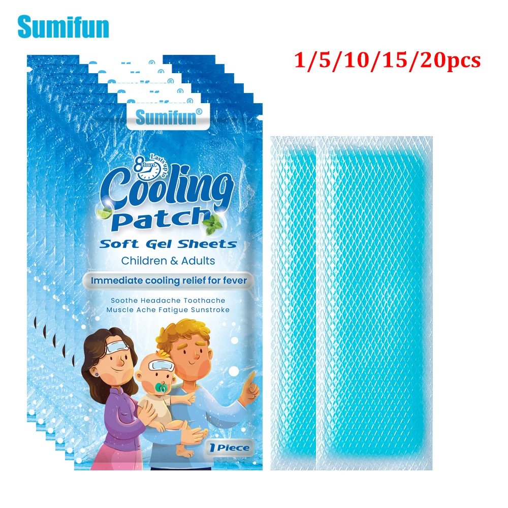 

1-20Pcs Sumifun Baby Fever Down Cooling Patch Child Low Temperature Ice Gel Pads Headache Cold Heatstroke Treatment Sticker