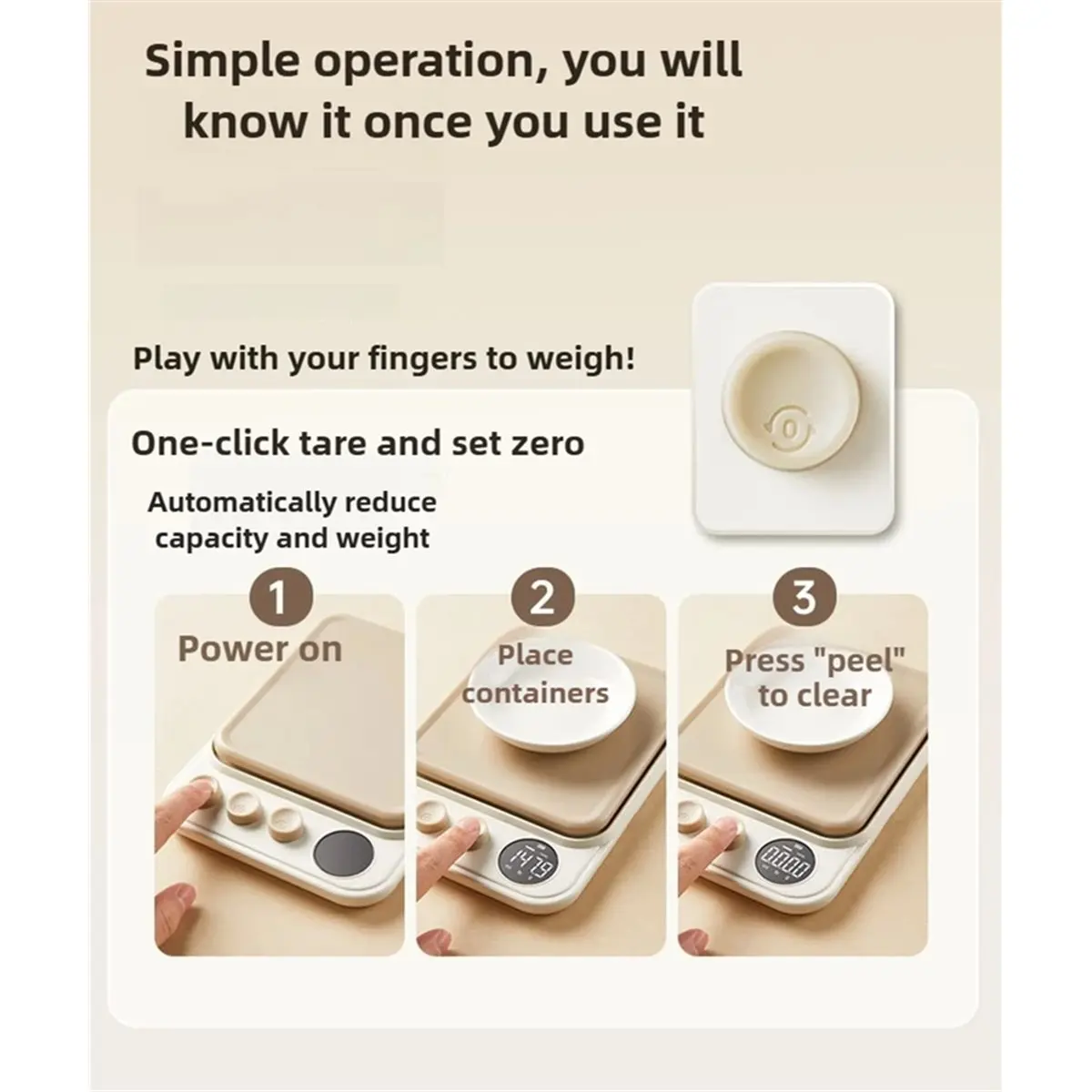 A38F Kitchen Small Electronic Scale Highly Accurate Food New Baking Weighing Grams Command High Precision Sensor LCD Display