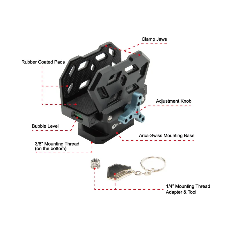 All Metal Aluminum Alloy Tripod Clamp Adapter for Hunting Lightweight Tripod Clamp Compatible With 3/8-inch Threads