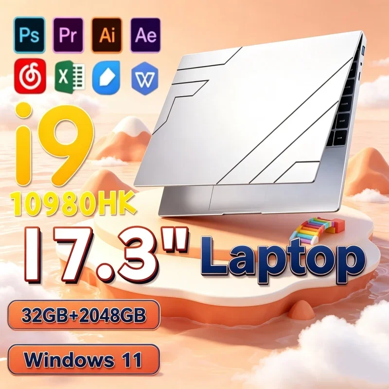 17.3 Inch Gaming Laptop PC Notebook Intel Core I9-10980HK 32GB RAM 2TB SSD Windows11 1920x1080 FHD Smart Laptop for Office