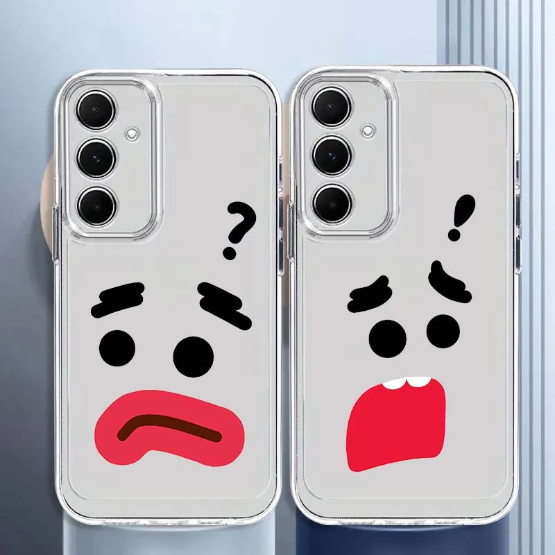 Cartoon cute emoji pattern Phone Case For Samsung Galaxy A73 A72 A71 A55 A54 A53 A52 A51 A33 A25 A22 A15 A14 A05 TPU Transparent