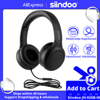 Siindoo Wired Headphones with Microphone with 1.45m-Tangle-Free Nylon Line Type C Plug Foldable Portable Wired Headphone Black