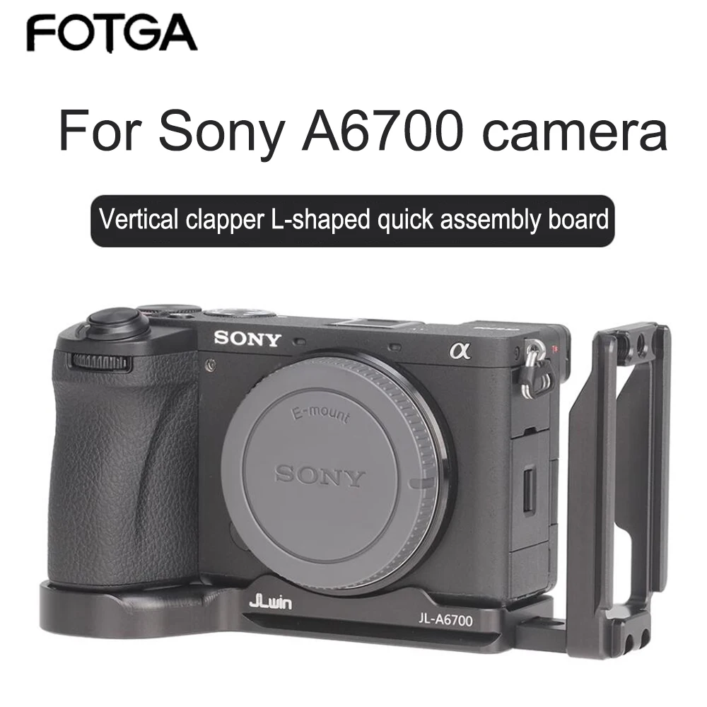 FOTGA L Shape For Sony A6700 Camera Bracket Plate Baseplate Shoot Quick Release QR Vertical 1/4 Screw Vertical Stabilizer Tripod