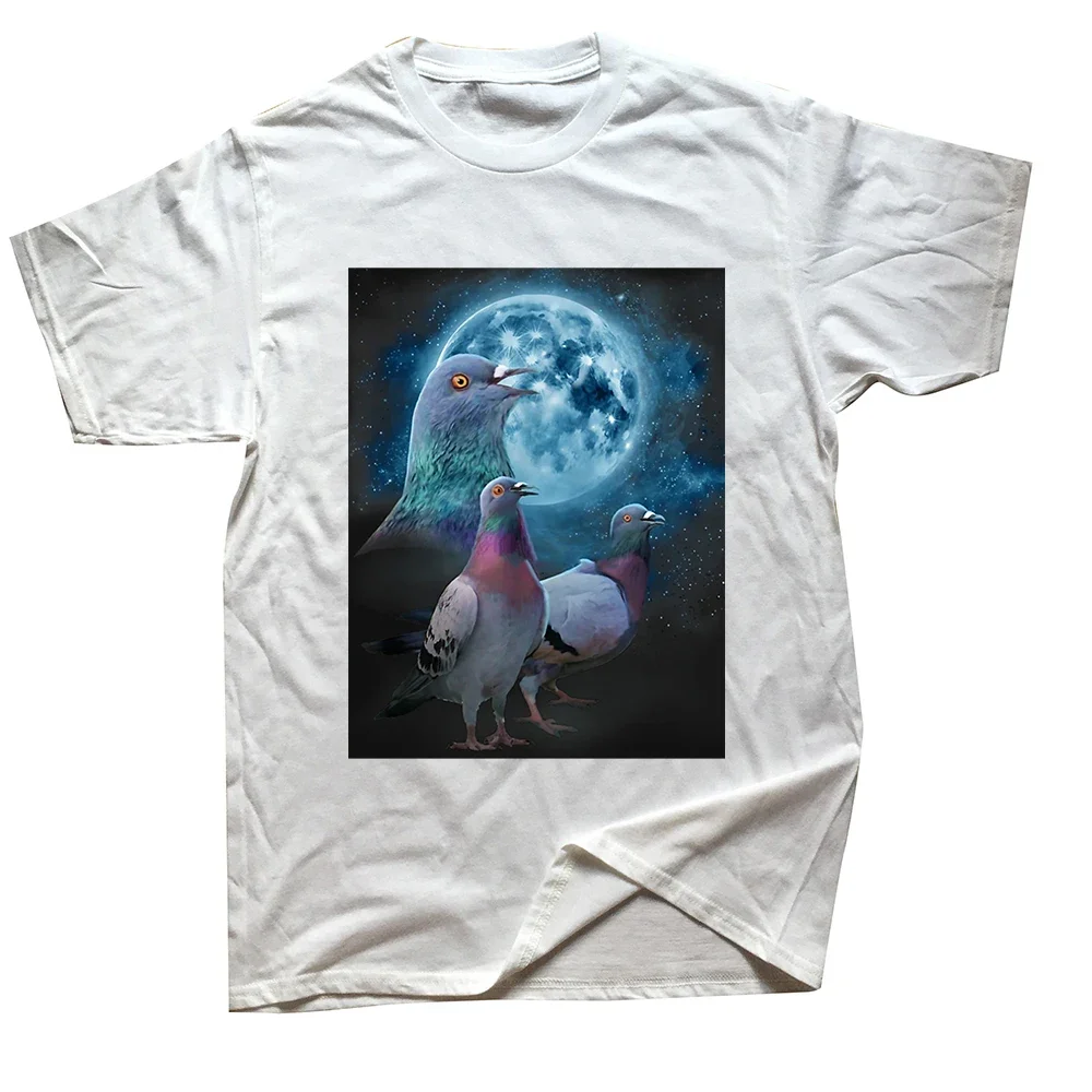 Tee Tops Round Neck Short-Sleeve Fashion Tshirt Clothing Casual Basic T-shirts Pigeons Howling at the Moon Funny Bird harajuku