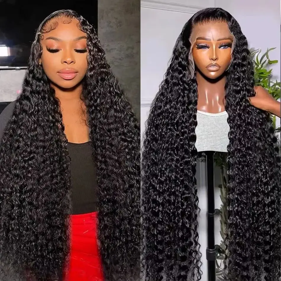 

13x6 Hd Lace Frontal Wigs Brazilian 200 Density 32 34Inch Deep Wave Curly Human Hair Wigs 100% For Black Women Preplucked