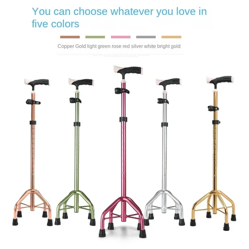 

LED Lamp Crutch - Adjustable Four-Legged Aluminum Alloy Cane for Elderly with Non-Slip Features for Enhanced Stability