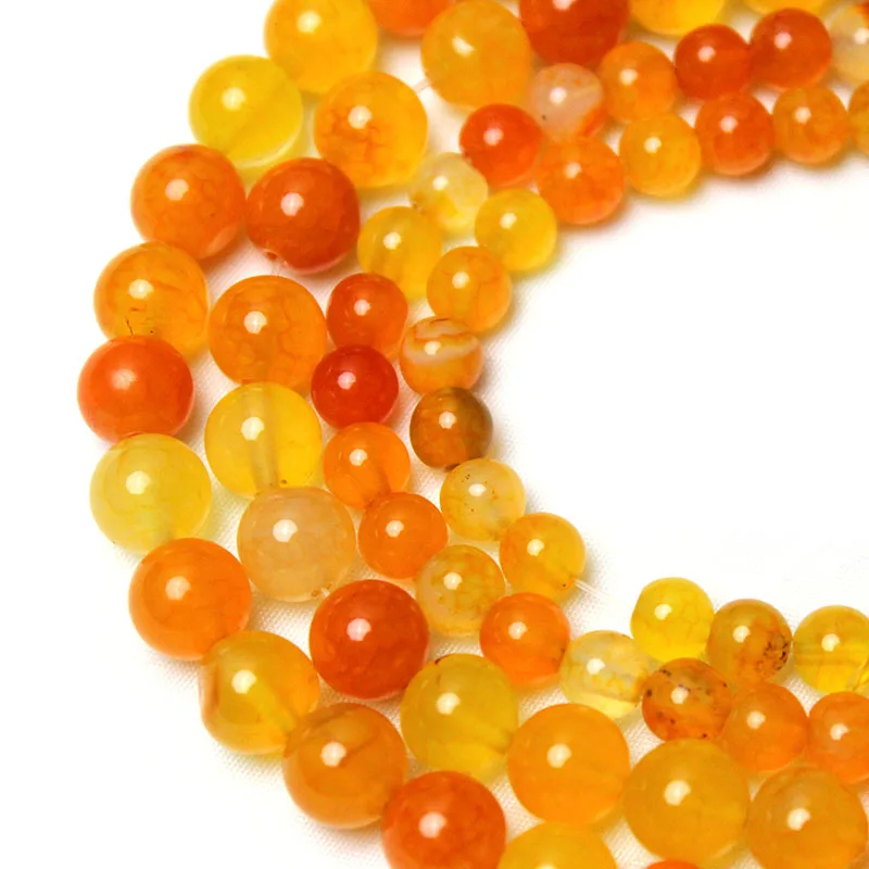 Natural Orange Agates Stone Beads Onyx  Round Loose Spacer Beads For Jewelry Making DIY Bracelets Necklace 15'' 6/8mm Wholesale image 5