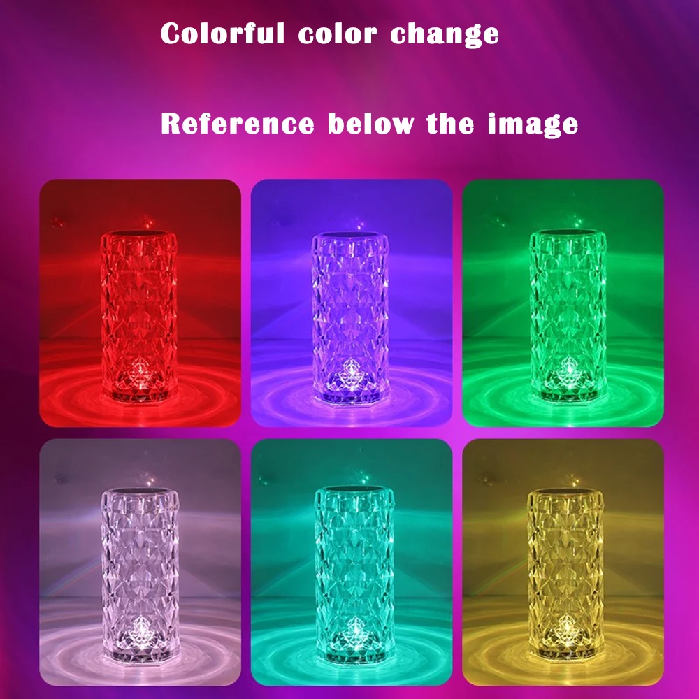 LED night light 16 color RGB rose 16 color remote control adjustable crystal touch desk lamp furniture decoration romantic gift