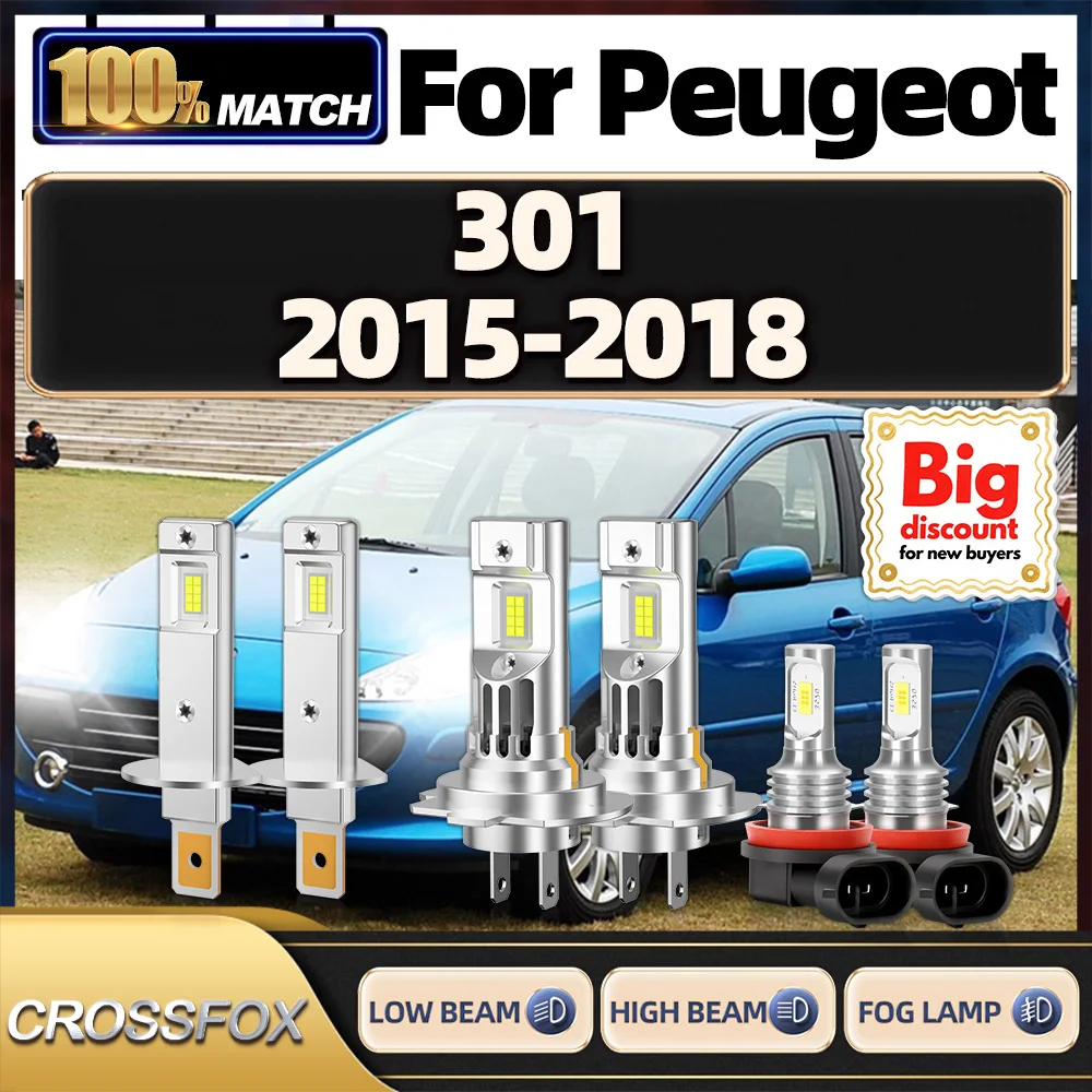 

CROSSFOX LED Headlight Bulbs Headlamp Ampoule Fog Lamp For Peugeot 301 2015 2016 2017 2018