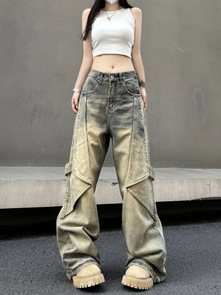 

ADAgirl American Retro High Waist Baggy Jeans Women Y2k Hip Hop Chic Straight Wide Leg Denim Pants Harajuku Causal Mujer Bottoms