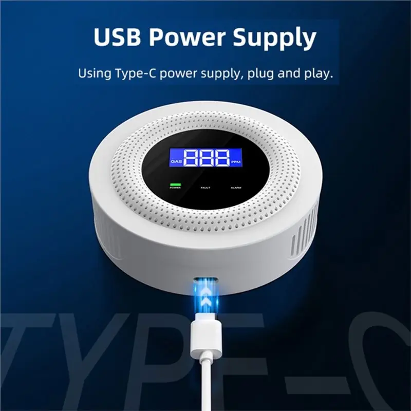 B03B-Tuya Wifi Gas Leak Sensor 433Mhz Combustible Wireless Natural Gas Leakage Detector For Home Kitchen Security Alarm