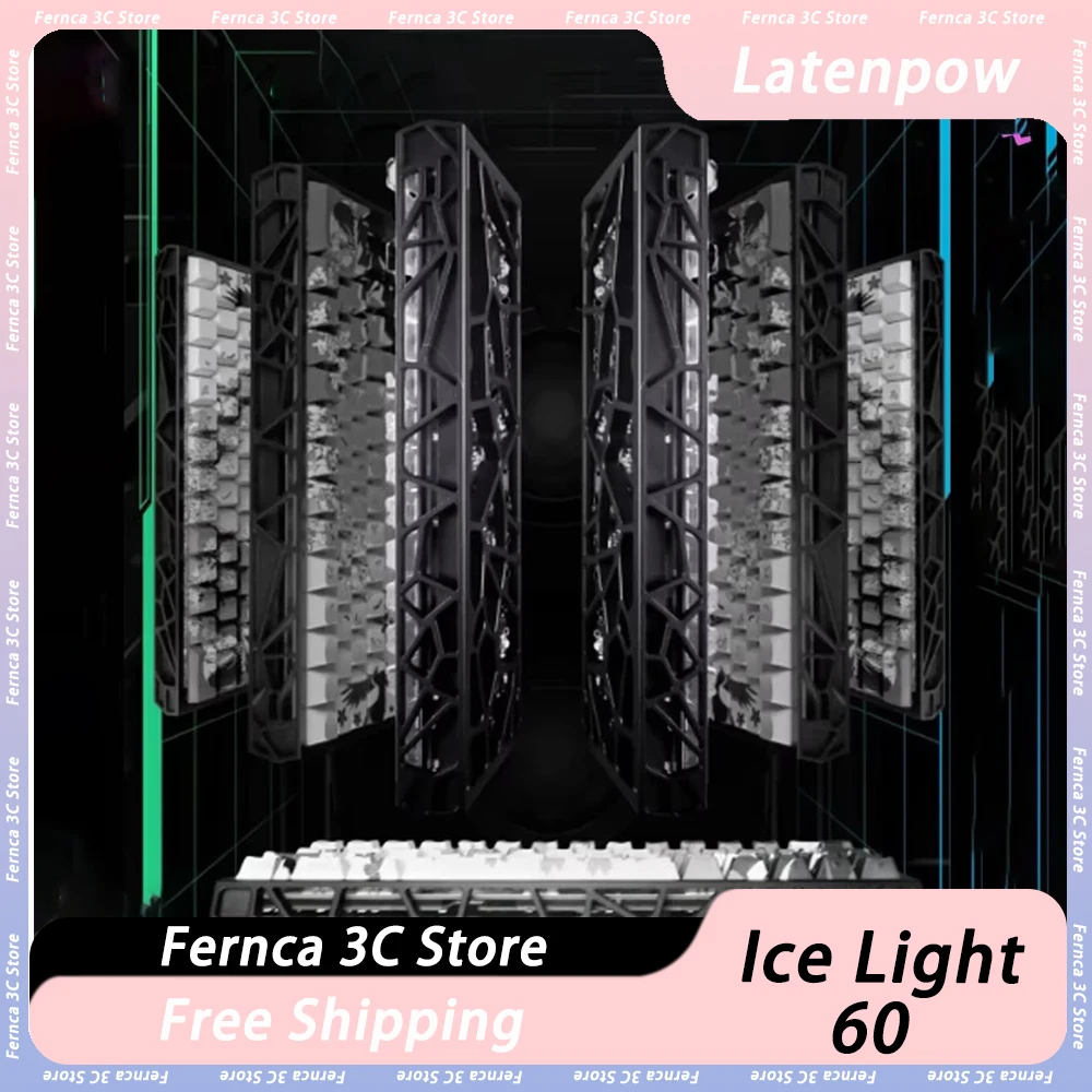 Latenpow Ice Light 60 Mechanical Keyboard Shell CNC Aluminium Alloy Keyboard Shell Custom Hollow Out Keyboard Shell PC Accessory