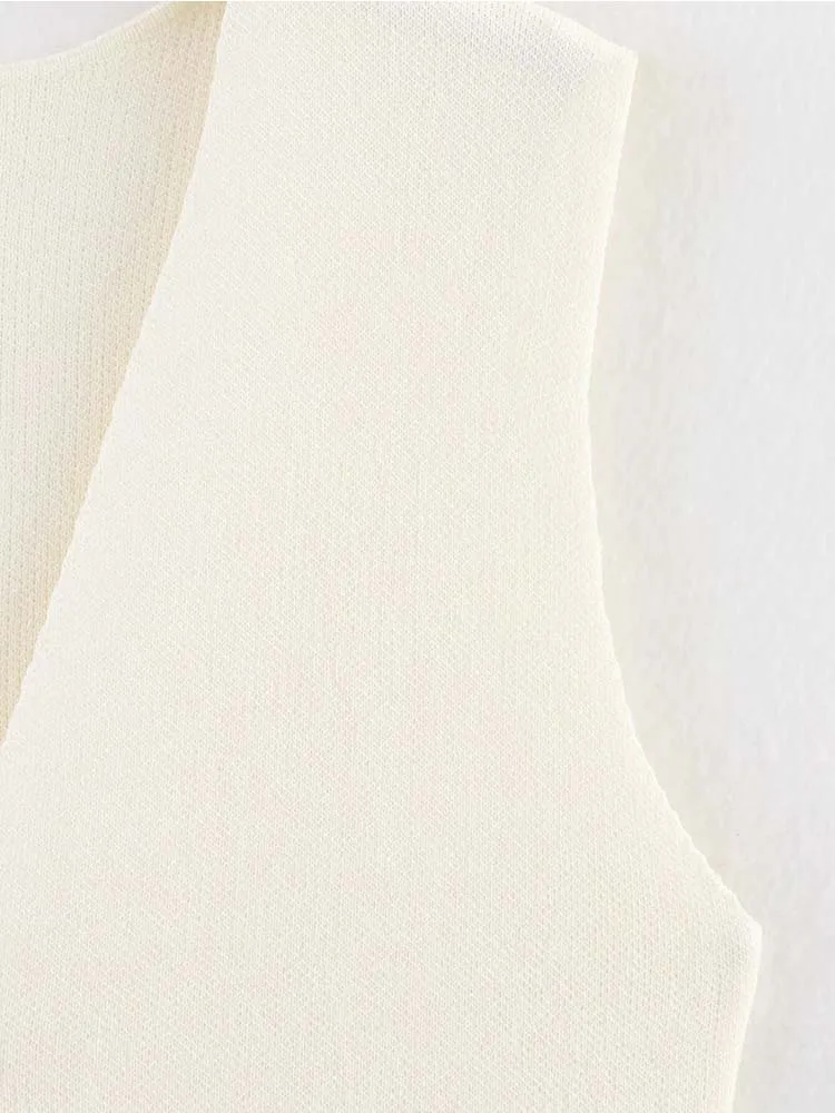 Chalecos de verano para mujer, abrigos informales lisos con cuello en V tejido, chaleco de una sola botonadura, chaleco de calle elegante para mujer, prendas de vestir exteriores 2025