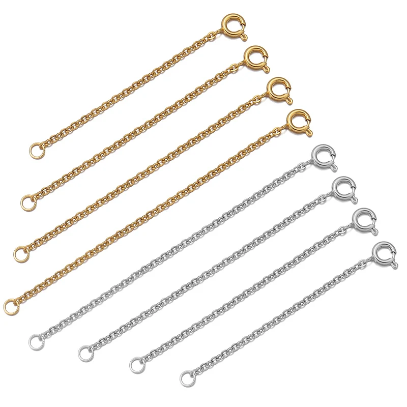 4pcs/set Stainless Steel Extension Tail Chain Cross Chain With Snap Hook Connector Link For DIY Jewelry Making Bracelet Necklace