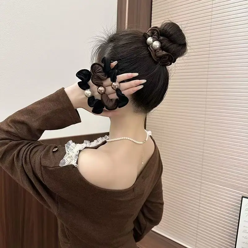 Temperament Ruffles Wrinkled Hairbands Autumn and Winter High Elastic Velvet Rubber Bands Elegant Temperament Hair Accessories