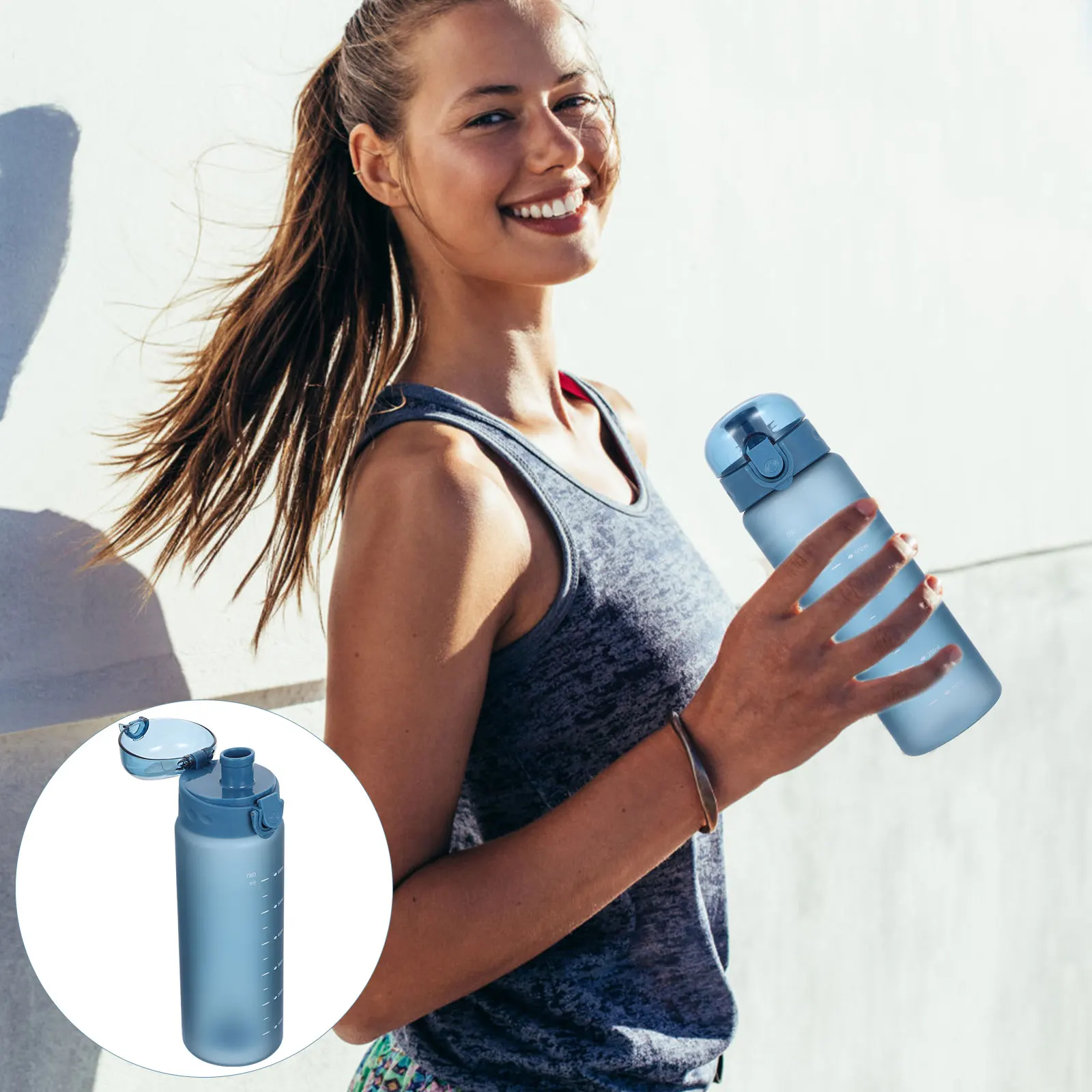 

2L Large Capacity Portable Water Bottle Gym Sports Cup Thickened Body Easy Carry Rope For Outdoor School Student Use