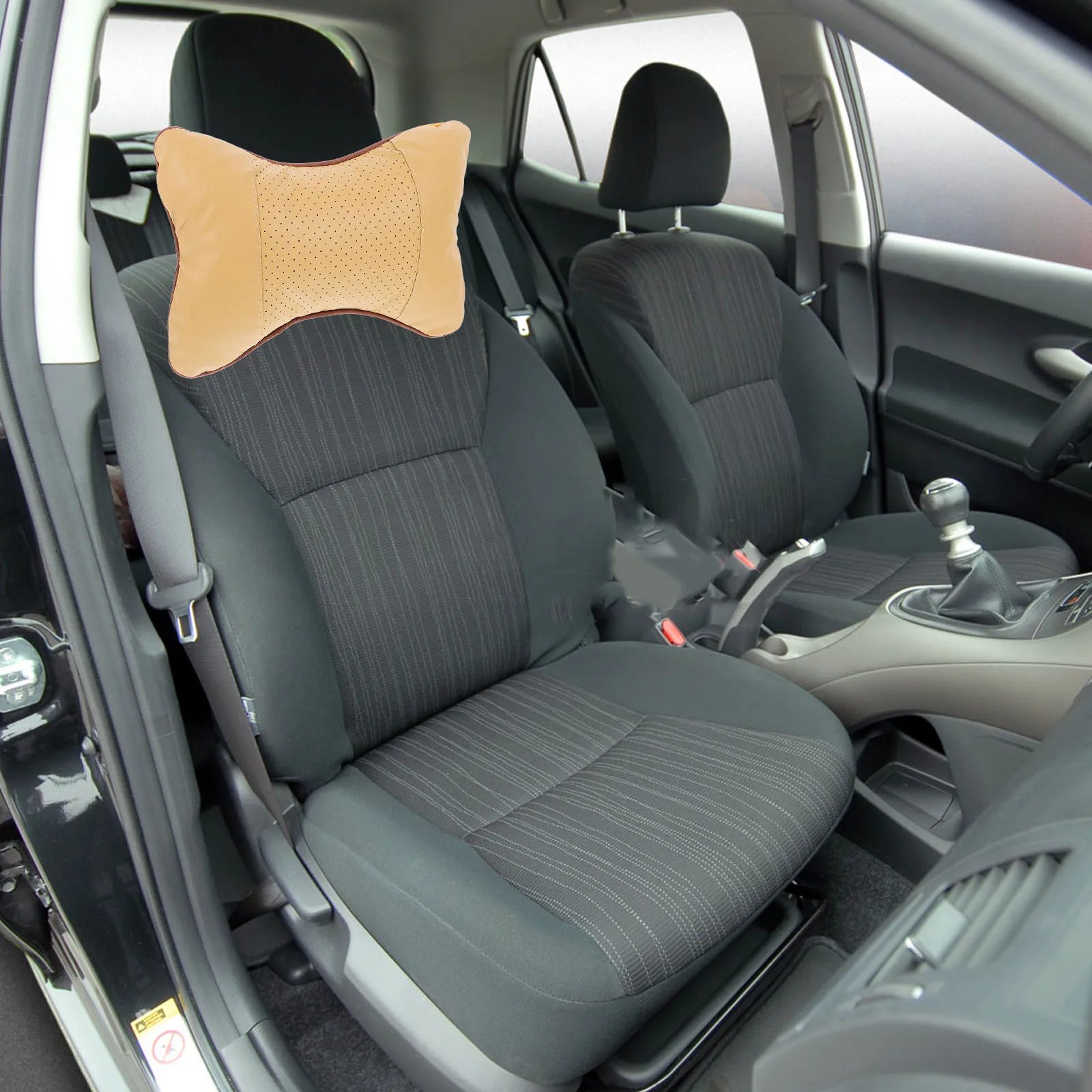 

2pcs Neck Pillow Universal Fit Car Headrest Cushion Support Travel Cervical Comfortable Practical Beige