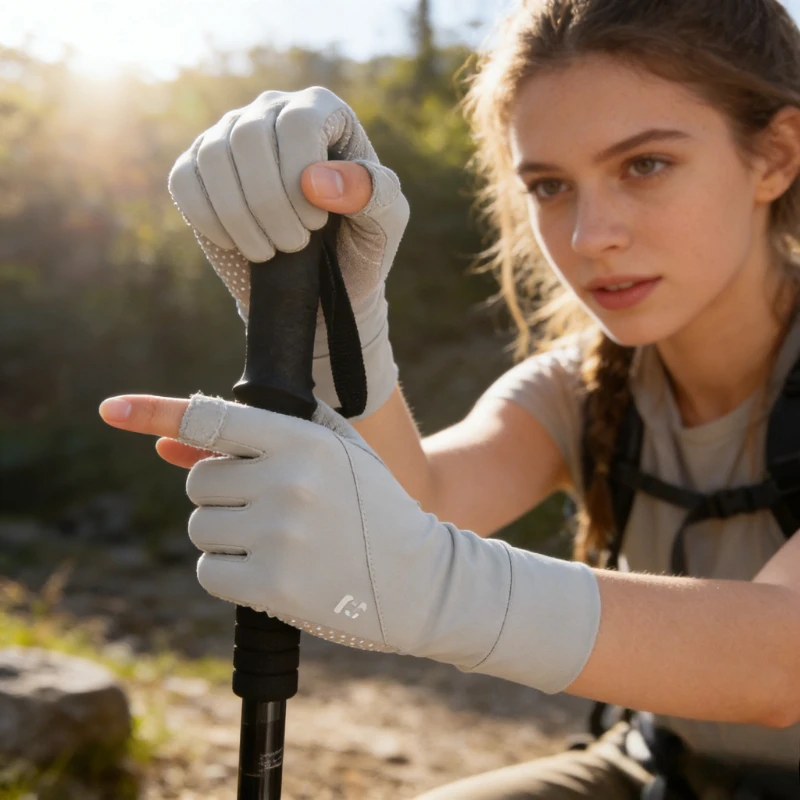 Summer Women's Sun Protection Gloves, Sports Cycling Anti Slip, UV Resistant, Exposed Fingers, Breathable Ice Silk Gloves