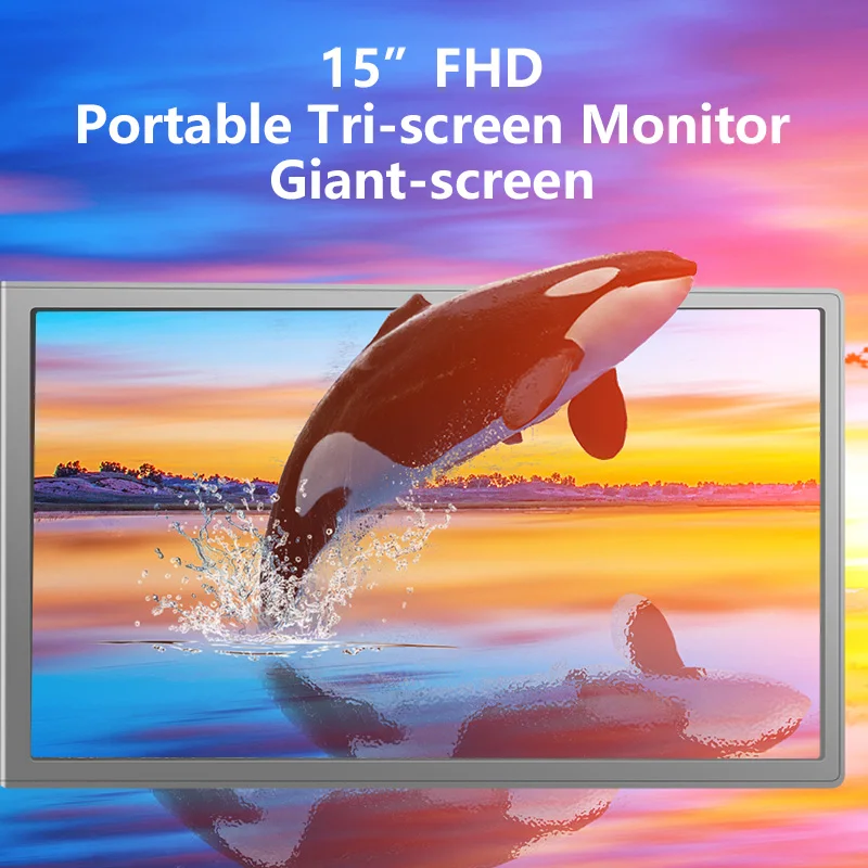 2K Portable Touchscreen 15-Inch Dual Monitor Display IPS Panel Triple Screen Computer Electronics