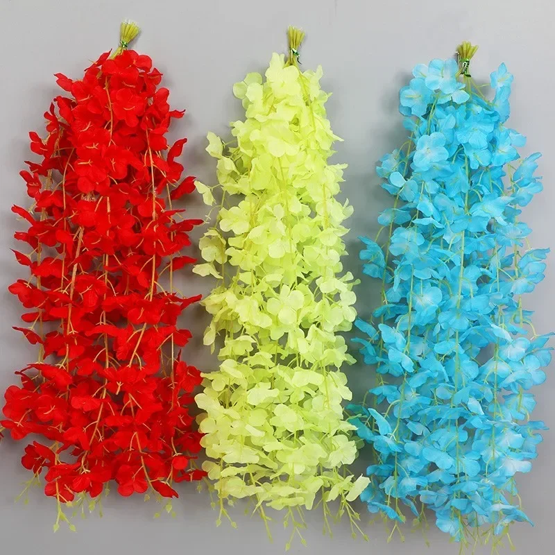 10pcs 50cm Artificial Wisteria Flower Strips Wedding Home Decoration Balcony Room Hanging Plastic Flower Ceiling Flower Vine