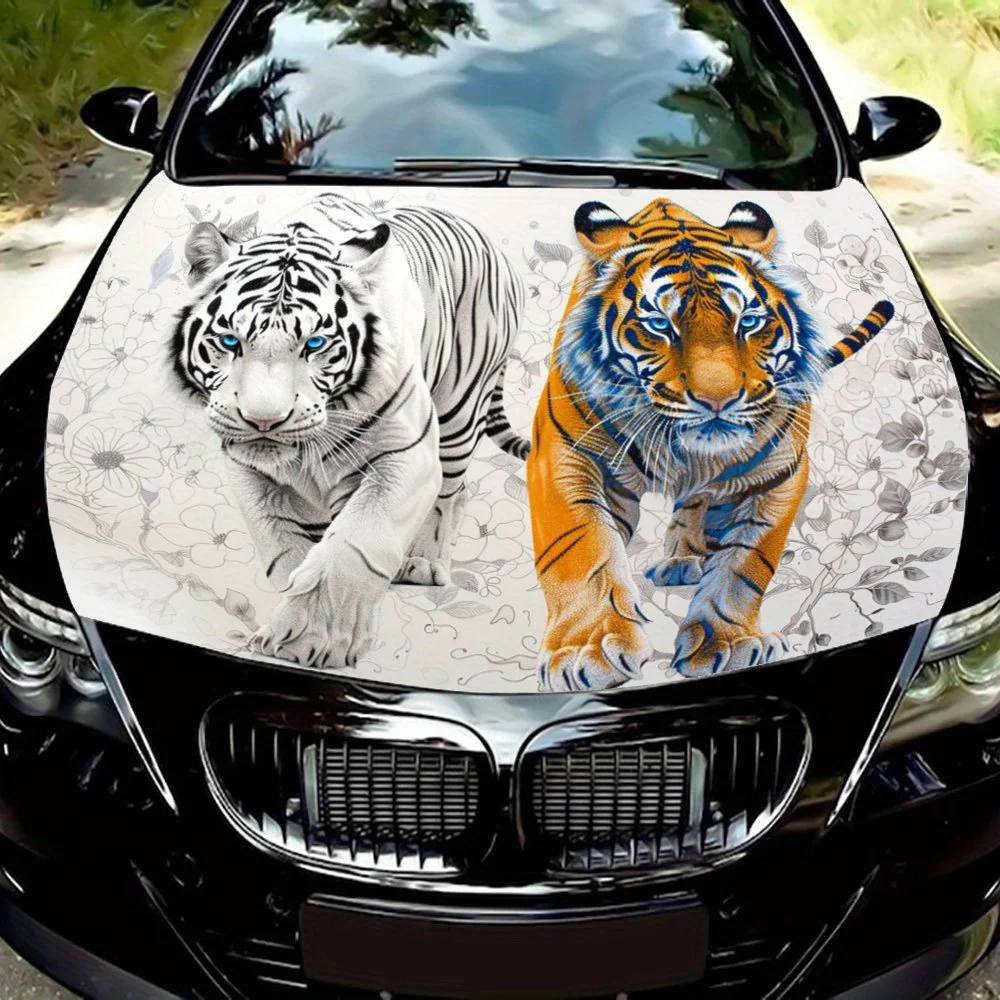 

Tiger's Fine Mesh: The King's Steps of White and Orange; Car Vinyl Wraps, Vinyl Car Hood Graphics, Instant Engineance.