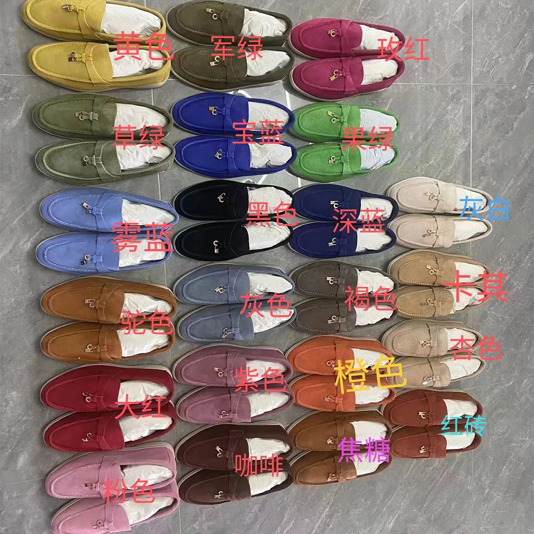 Multicolor Kid Suede Flat Loafers Shoes Women Slip-On Flat Shoes Summer Runway Formal Business Walk Shoes Mujer