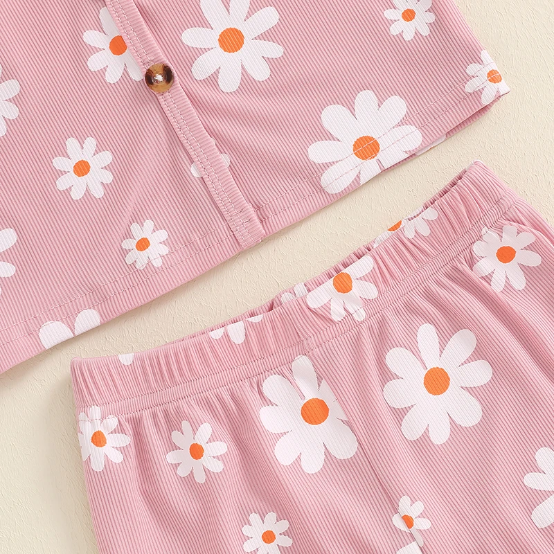 Kids Baby Girl 2Pcs Summer Outfits Off Shoulder Floral Print Tops + Flare Pants Set Toddler Clothes image 5
