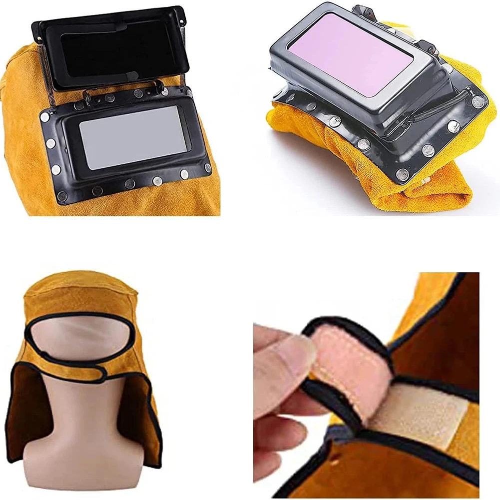 1Pc Schweißen Maske Solar Auto Verdunkelung Filter Objektiv Schweißer Kuh Leder Schweißen Helm Maske Haube Kappe Für Schweißen schutz